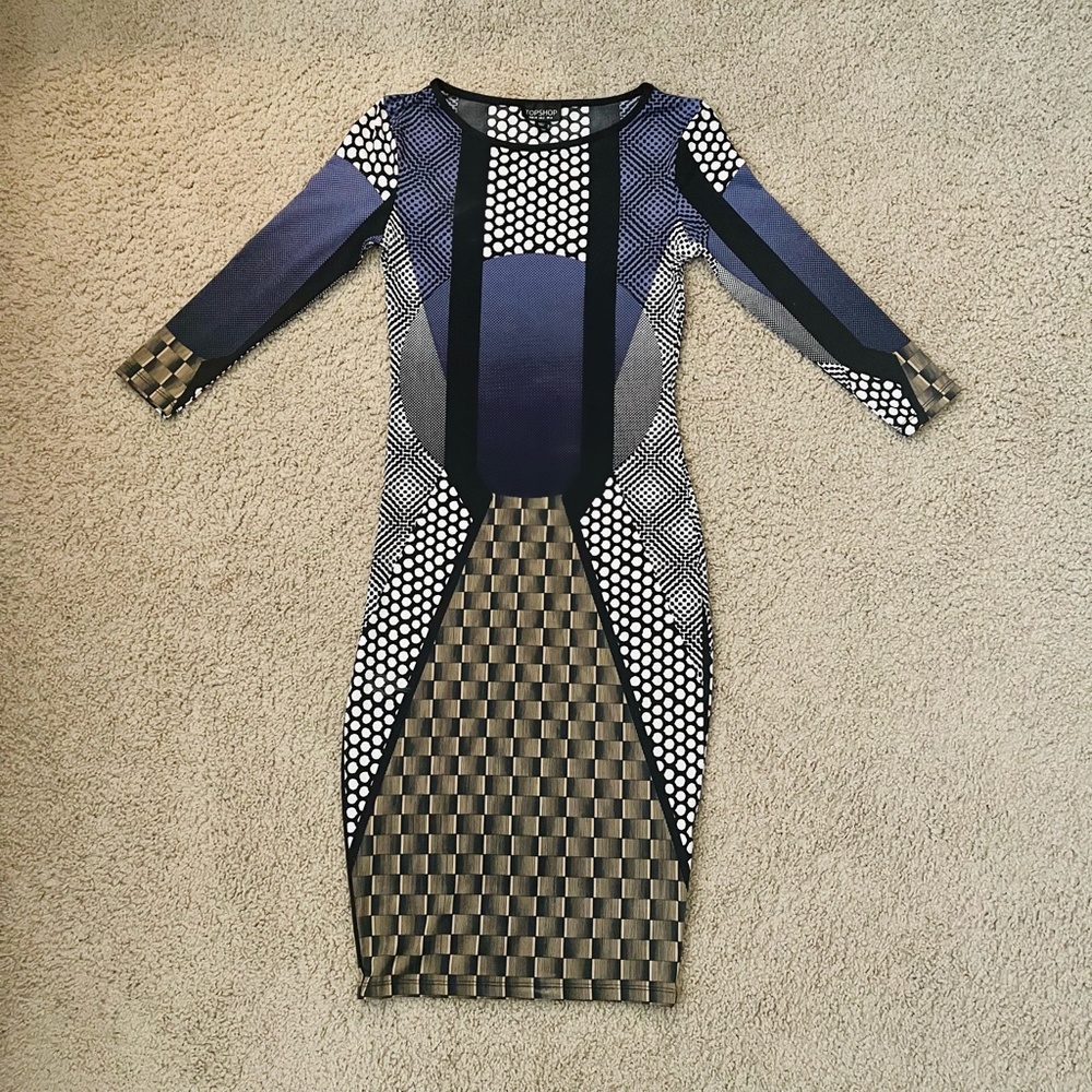 TOPSHOP Bodycon Patterned Dress